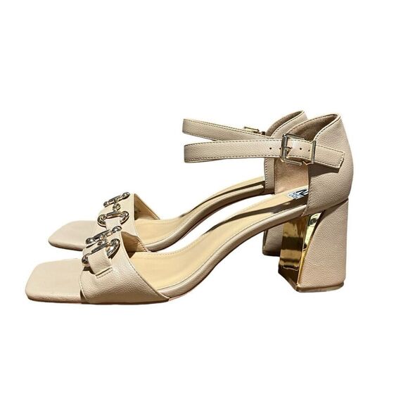 Ninety Union Santori Sandal 12 Beige Open Toe Chain Link Block Heel Classic - Picture 10 of 10